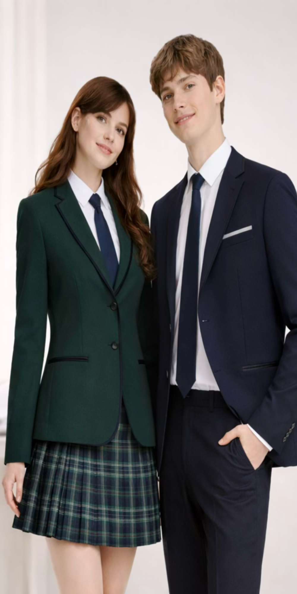 Uniformă școlară produsă de The Uniform Maker — sacou și fustă plisată